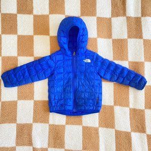 THE NORTH FACE COBALT BLUE CHILDRENS PUFFER JACKET HOODIE